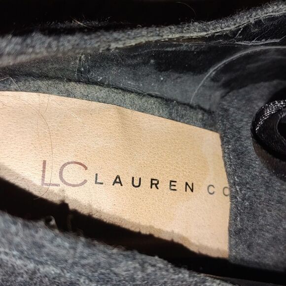 LC Lauren Conrad  Camilla Peep-toe Bootie in Gray  lace up heel shoes Sz 8.5 - Picture 6 of 7